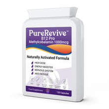 Load image into Gallery viewer, PureRevive Vitamin B12 Methylcobalamin 1000mcg 120 Capsules Natural Form Ultra Strength