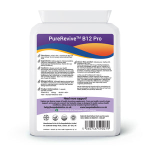 PureRevive Vitamin B12 Methylcobalamin 1000mcg 120 Capsules Natural Form Ultra Strength